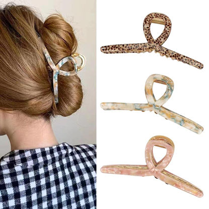 Picture of Big Butterfly Hair Accessories - 4.7" Acetate & Metal Clips for Women's Long, Thick Hair - 3 Pcs
