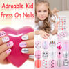 Picture of Fake Press on Nails for Kids, Thrilez 144 Pcs Kids False Nails Children Artificial Fake Nail Tips Pre Glue Full Cover Short Nails for Girls Kids Teens Nail Art Decoration (Pink Series)