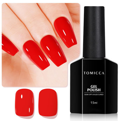 Picture of TOMICCA Red Gel Polish, Red Nail Polish Gel, Soak Off U V Red Nail Polish Quick Dry, Long Lasting Manicure Salon DIY Nails Polish Gel Colors