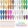 Picture of Fcozpjk Chrome Nail Powder Set 24 Colors, Mirror Effect Gold Silver Chrome Glitter Powder White Pearl Chrome Powder Iridescent Pigment for Nails Opal Flakes Gold Leaf for Nail Art Decoration