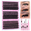 Picture of Focipeysa Fluffy Lash Extension Kit 70D 80D 90D Thick Lash Extension Kit 10-18mm Wispy Lash Clusters Individual Lashes Kit with Lash Bond and Seal for DIY Lash Extension at Home