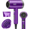Picture of Hair Dryer with Diffuser,CONFU Ionic Blow Dryer 1600W,Portable Lightweight Fast Drying Negative Ion Hairdryer,3 Heat Settings with Diffuser and Concentrator Nozzle for Home & Travel