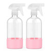 Picture of Worldgsb 2 Pack Glass Spray Bottles with Silicone Sleeve, 16 oz Empty Refillable Containers with Adjustable Spray Nozzles, Spray Bottles for Hair, Cleaning Solutions and Plants Pink