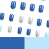 Picture of Curvlife Press on Nails Acrylic Fake Nails with Design Full Cover False Nails for Women Reusable Nail Kit with Nail Glue Adhesive Tabs Nail File (Ocean Blue, 24pcs)