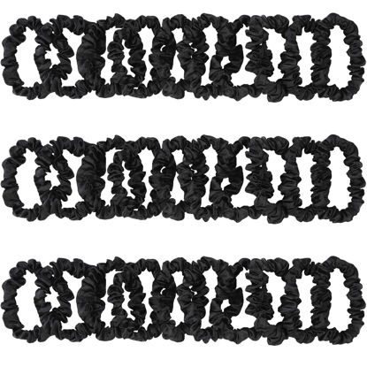 Picture of KECUCO 30Pcs Black Satin Hair Scrunchies, Silk Hair Ties for Women Girls Hair Accessories Gift, Value Package, Premium Material, Non-Slip Design, Pain-Free, Damage-Free (Black, 30 Count)