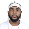 Picture of ForceWave Silky Durag for Men Wave Cap Satin Dorag for Men Women 360 Wave (White with Black Seam)