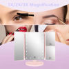 Picture of Flymiro Tri-fold Lighted Vanity Makeup Mirror with 3x/2x Magnification,21 LEDs Light and Touch Screen,180 Degree Free Rotation Countertop Cosmetic Mirror,Travel(Pink)