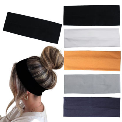 Picture of MLMOMVME 6 Pcs Headbands for Women Hair Cotton Headband for Tie Dye Party Supplies, Non-slip Stretchy Elastic Head Wrap Holder Hair Accessories Multi Color
