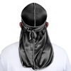 Picture of ForceWave Silky Durag for Men Wave Cap Satin Dorag for Men Women 360 Wave (Black with White Seam)