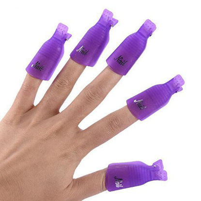 Picture of HiMo 10PC Plastic Acrylic Nail Art Soak Off Cap Clip UV Gel Polish Remover Wrap Tool (PURPLE)
