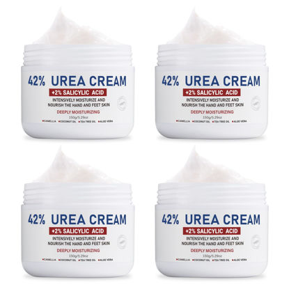 Picture of OUKEYA Urea Cream 42% plus Salicylic Acid 2% Net 5.29 Oz for Dry Cracked Feet, Heels, Knees, Elbows, Hands Repair Treatment. Moisturizes and Removes Corns, Calluses, Dead Skin, and Softens Toenails