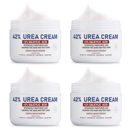 Picture of OUKEYA Urea Cream 42% plus Salicylic Acid 2% Net 5.29 Oz for Dry Cracked Feet, Heels, Knees, Elbows, Hands Repair Treatment. Moisturizes and Removes Corns, Calluses, Dead Skin, and Softens Toenails