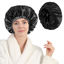Picture of Years calm Silk Bonnet for Sleeping Women, Double Layer Soft Ajustable Elasticity Band Satin Bonnet for Sleeping Hair - Sleep Shower Caps (Black)