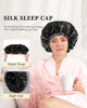 Picture of Years calm Silk Bonnet for Sleeping Women, Double Layer Soft Ajustable Elasticity Band Satin Bonnet for Sleeping Hair - Sleep Shower Caps (Black)