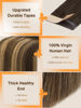 Picture of DOORES 20pcs Human Hair Balayage Chocolate Brown to Caramel Blonde Remy Silky Straight Hair Extensions Tape in Skin Weft Natural 50g 20 Inch