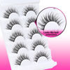 Picture of Veleasha Lashes 5D Faux Mink Lashes 100% Handmade Luxurious Fake Eyelashes Wipy Lashes Lightweight Fluffy False Eyelashes 5 Pairs Pack (G2-Black Cotton Band)