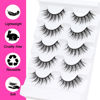 Picture of Veleasha Lashes 5D Faux Mink Lashes 100% Handmade Luxurious Fake Eyelashes Wipy Lashes Lightweight Fluffy False Eyelashes 5 Pairs Pack (G2-Black Cotton Band)