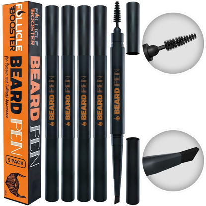 Picture of Beard Pen Filler for Men - Barber Styling Grooming Pencil - Waterproof, Sweat Proof, Long Lasting Solution with Natural Finish - Cover Beard and Scalp Patches in Seconds - Medium Brown 5 Pack