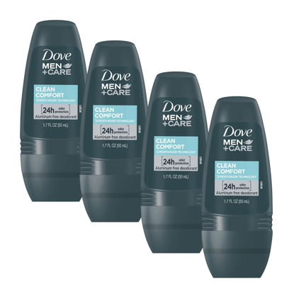 Picture of Dove Men+Care Clean Comfort Roll on Deodorant, Aluminum Free, For All Day Underarm Odor Protection, 4-Pack, 1.7 Fl Oz Each, 4 Bottles