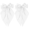 Picture of TULOBI 2Pcs Silky Satin Hair Bows for Women with Long Tail Coquette Big Hair Ribbon Hair Clip Aesthetic Hair Accessories - White
