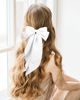 Picture of TULOBI 2Pcs Silky Satin Hair Bows for Women with Long Tail Coquette Big Hair Ribbon Hair Clip Aesthetic Hair Accessories - White