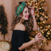 Picture of NVENF Christmas Headband for Women Jeweled Xmas Plaid Headband Embellished Crystal Pearl Knotted Headbands Wide Top Knot Holiday Headband Christmas Hair Accessories Holiday Outfits Gifts (HOHOHO 2)