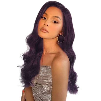Picture of 【New Arrival】LAAVOO Purple Clip in Human Hair Extensions 14inch Lavender Remy Human Hair Clip in Extensions Special Purple Real Hair Extensions Double Weft Silky Straight 70 Grams 5 Pcs
