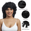 Picture of AWAYTR Long Satin Bonnet for Women - Double Layer Elastic Silk Bonnet for Braids Hair Sleeping Cap with Tie Band (Black)
