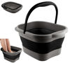 Picture of DoroSun Collapsible Foot Tub Feet Soaking Spa Bath with Massager Acupoints for Circulation, Plastic Inflatable Feet Soak Basin Foldable Foot Soaker Bucket Footbath Bowl Tools for Men Adults, Black