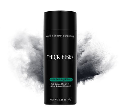 Picture of THICK FIBER Hair Fibers for Thinning Hair & Bald spots (BLACK) - 25g Bottle - Conceals Hair Loss in Seconds - Hair Powder for Women & Men