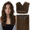 Picture of Full Shine Brown Human Hair Clip in Extensions 22 Inch Thick Full Head Remy Human Hair Extensions Invisible Clip ins 7Pcs Real Hair Clip in Human Hair Medium Brown Hair Extensions