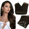 Picture of Full Shine 28 Inch Clip in Hair Extensions Real Human Hair Dark Brown Clip in Extensions Triple Weft Invisible Hair Extensions for Women Brown Real Hair Extensions Clip ins Brazilian Hair 7 Pcs