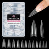 Picture of UNA GELLA Clear Stiletto Nails Tips Half Cover Stiletto Gel x Nail Tips 216pcs Almond Shape False Acrylic Nail Tips for Faster Gel Nail Extension DIY Art Salon Press On Nails 12 Sizes