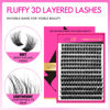 Picture of VEYESBEAUTY Lash Clusters Fluffy Individual Lash Extensions Xtreme 3D Layered Volume Eyelashes Thin & Invisible Band Wispy Faux Mink Lash Newbie's Five-Second Mixed Length 10-18mm