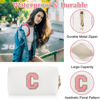 Picture of Personalized Initial Letter Patch Makeup Bag, Preppy Portable Chenille Letter Cosmetic Bag with Zipper, PU Leather Waterproof Travel Toiletry Bag Monogram Make Up Pouch for Women Girls(Letter C)