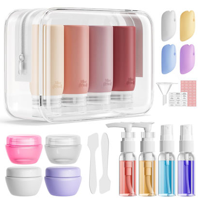 Picture of Muslish 21 Pack Travel Bottles for Toiletries, Leak-Proof TSA Compliant Silicone Travel Size Containers for Shampoo and Conditioner, BPA Free with Toiletry Bag (Cream)