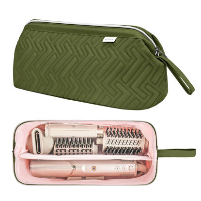 Picture of Leudes Hair Tools Travel Bag for Shark Flexstyle Carrying Case Portable Shark Hair Air Wrap Dryer Case Waterproof Dustproof Flat Curling Iron Travel Organizer (Army Green)