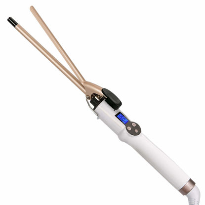 Picture of 9mm Curling Iron Professional, 3/8 Inch Ceramic Tourmaline Curl Wand Barrel, Hair Curler Iron for Long & Short Hair,Glove Include, Gold