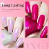 Picture of COSMOO Hot Pink with Pearl 2pcs Nail Polish, 12ml Quick Dry Nail Lacquer, Super Lustrous Nail Enamel Polish, Shimmer Iridescent Ultrachrome Nail Art Varnish, 0.41 fl oz/pcs (Hot Pink + Pearl)