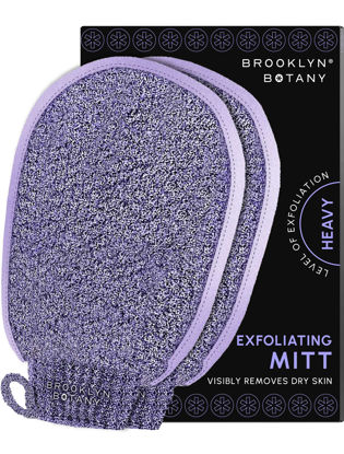 Picture of Brooklyn Botany Exfoliating Mitts for Bath and Shower - Heavy Duty Exfoliating Body Scrubber for Massage and Dead Skin Remover for Body - 2 Mitts