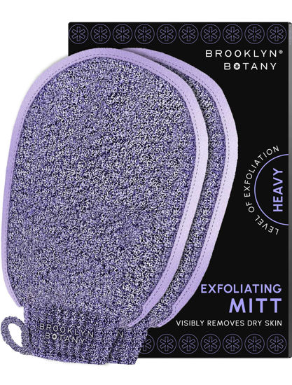 Picture of Brooklyn Botany Exfoliating Mitts for Bath and Shower - Heavy Duty Exfoliating Body Scrubber for Massage and Dead Skin Remover for Body - 2 Mitts