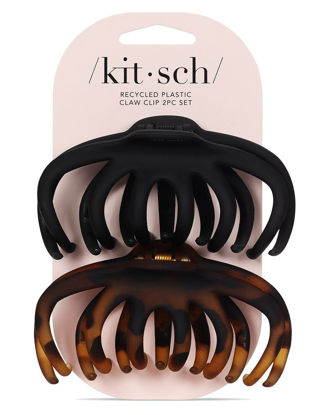 Picture of Kitsch Octopus Hair Clips for Women - Large Claw Clips for Thick Hair, Octopus Claw Clip Pack, Large Hair Claw Clips for Thin Hair & Big Hair Clips, Cute Hair Clips for Styling, 2pcs Black & Tortoise