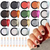 Picture of Chrome Nail Glitter Powder Set, 18 Colors Silver Black Red Green Metallic Effect Mirror Powder for Nails with Brushes, Pearl White Chrome Powder for Nails, Glazed Donut Nail Art, Manicure Supplies
