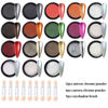 Picture of Chrome Nail Glitter Powder Set, 18 Colors Silver Black Red Green Metallic Effect Mirror Powder for Nails with Brushes, Pearl White Chrome Powder for Nails, Glazed Donut Nail Art, Manicure Supplies