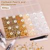Picture of 9000PCS Flatback Pearls and Rhinestones for Crafting, White Brown 3-10mm Resin Rhinestones and Half Pearls for Bedazzling, Nail Art and Dec with 3pcs B7000 Jewelry Glue, Tweezer and Pickup Pencil