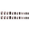Picture of Press on Nails Short Square Acrylic Fake Nails with Apricot Design Full Cover False Nails Glossy Nude Glue on Nails Artificial Stick on Nails for Women 24Pcs (Pink Brown)