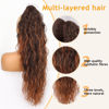 Picture of ORSUNCER Ponytail Extension Claw 30" Curly Pony Tail Clip in Claw Hair Extensions Fluffy Natural Looking Synthetic Hairpiece for Women Omber Almand Brown