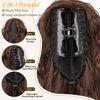 Picture of ORSUNCER Ponytail Extension Claw 30" Curly Pony Tail Clip in Claw Hair Extensions Fluffy Natural Looking Synthetic Hairpiece for Women Omber Almand Brown