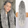 Picture of ORSUNCER Ponytail Extension Claw 30" Curly Pony Tail Clip in Claw Hair Extensions Fluffy Natural Looking Synthetic Hairpiece for Women Omber Grey