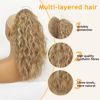 Picture of ORSUNCER Ponytail Extension Claw 18" Curly Pony Tail Clip in Claw Hair Extensions Fluffy Natural Looking Synthetic Hairpiece for Women Blonde Highlight